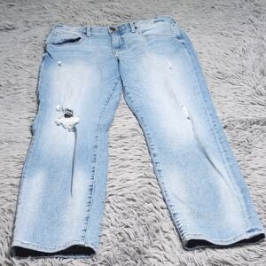 JAG Jeans Womens 12 Carter Girlfriend Distressed Holes Light‎ Wash Denim